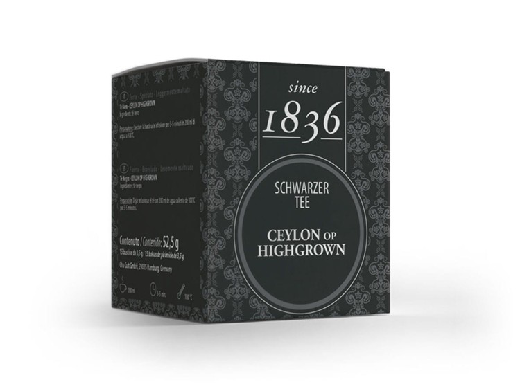 Czarna herbata Ceylon Highgrown OP w piramidkach – pudełko 15 × 3,5 g
