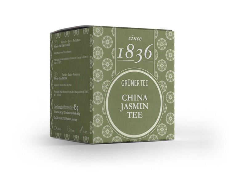 China Jasmine OP zielona herbata jaśminowa – opakowanie 15 piramidek 3 g