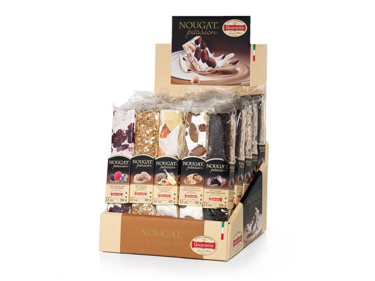 Włoski miękki nugat Quaranta 100 g – warianty: owoce leśne, amaretti, egzotyczne, migdały i orzechy laskowe, ciemna czekolada