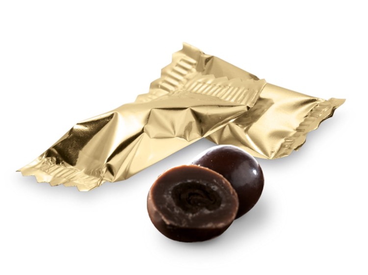 Ziarna kawy w ciemnej czekoladzie pakowane osobno w złotą folię 50 g Świat Herbat