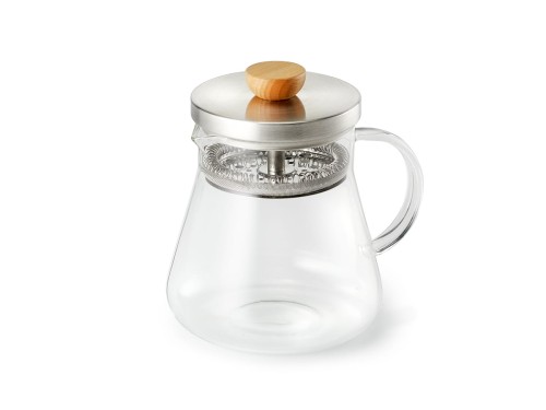 Szklany tea maker Yorick 0,7 l z filtrem ze stali nierdzewnej i drewnianym uchwytem pokrywki