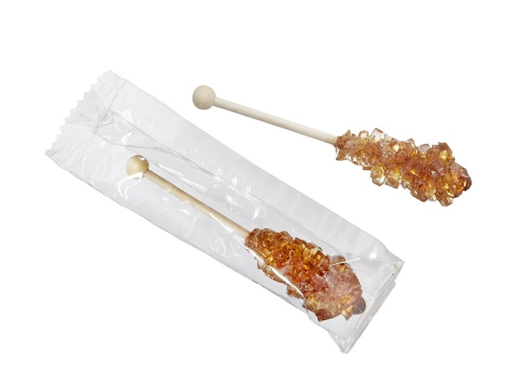 Brązowy cukier kandyzowany na patyczku 5 g – Rock Sugar Stick pojedynczo pakowany