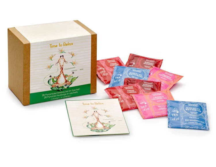 Zestaw herbat Time to Relax – 28 herbat w piramidkach w eleganckim pudełku prezentowym
