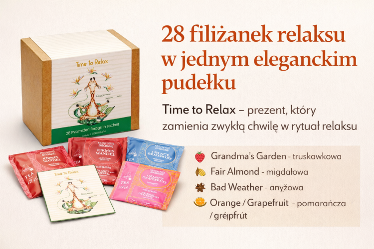 zestaw herbat Time to Relax 28 piramidek zestaw prezentowy herbata w piramidkach
