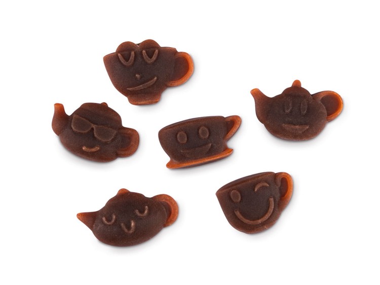 owocowe żelki herbaciane matcha mango w kształcie czajników i kubków