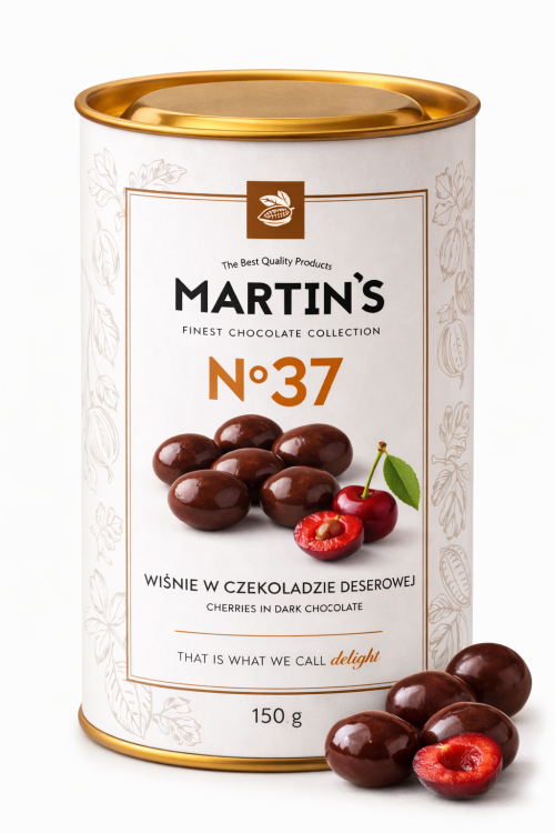 Wiśnie w czekoladzie deserowej Martin’s No37 w eleganckiej tubie 150 g