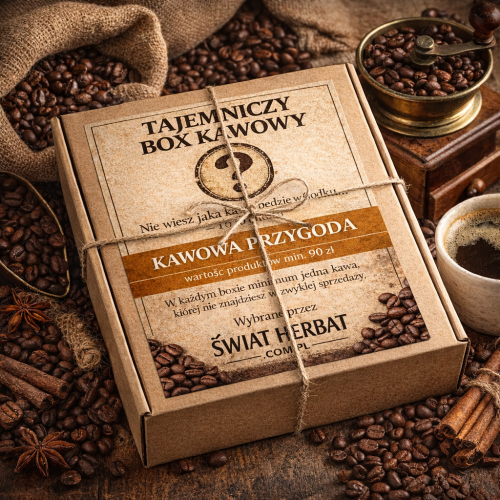 Tajemniczy box kawowy Kawowa Przygoda – mystery box z kawą od Świat Herbat, zestaw kaw niespodzianka min. 90 zł