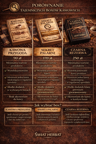 mystery box kawa – porównanie zestawów kawowych z akcesoriami i słodyczą premium