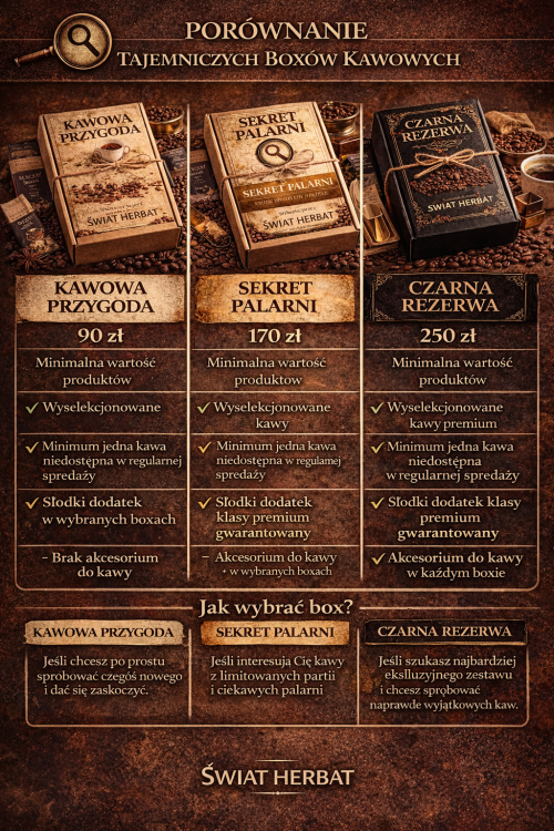 mystery box kawa – porównanie zestawów kawowych z akcesoriami i słodyczą premium