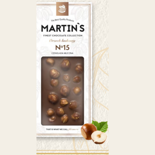 czekolada martins no15 czekolada mleczna z orzechami laskowymi martin’s finest chocolate collection 85 g