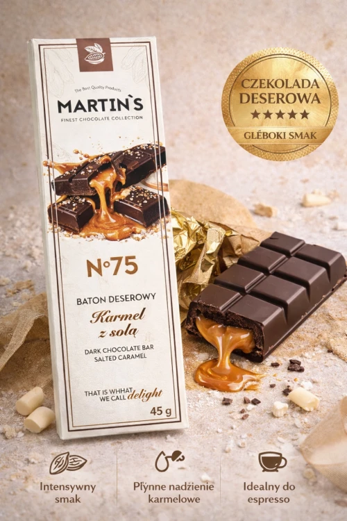 baton martins no 75 karmel z solą czekolada deserowa baton premium 45g