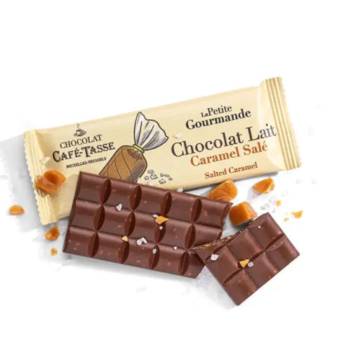 Czekolada mleczna Café-Tasse Salted Caramel 25 g – tabliczka z kawałkami solonego karmelu