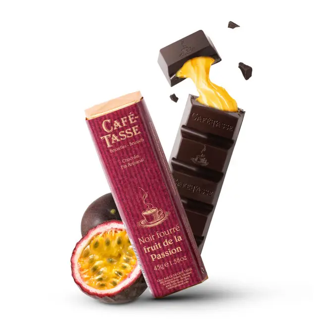 Baton Café-Tasse marakuja z owocowym nadzieniem – belgijski baton premium