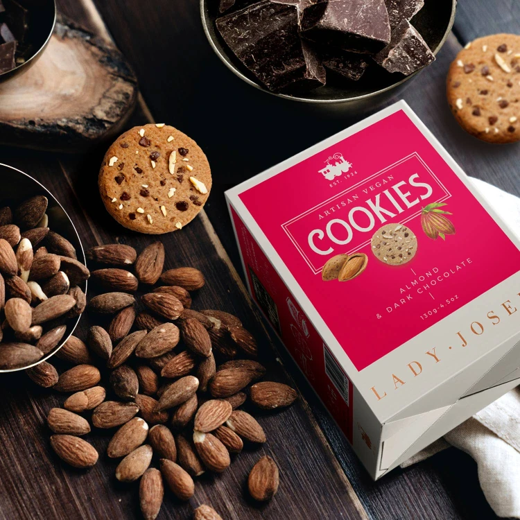 Ciasteczka Lady Joseph premium do kawy i herbaty – migdały i gorzka czekolada