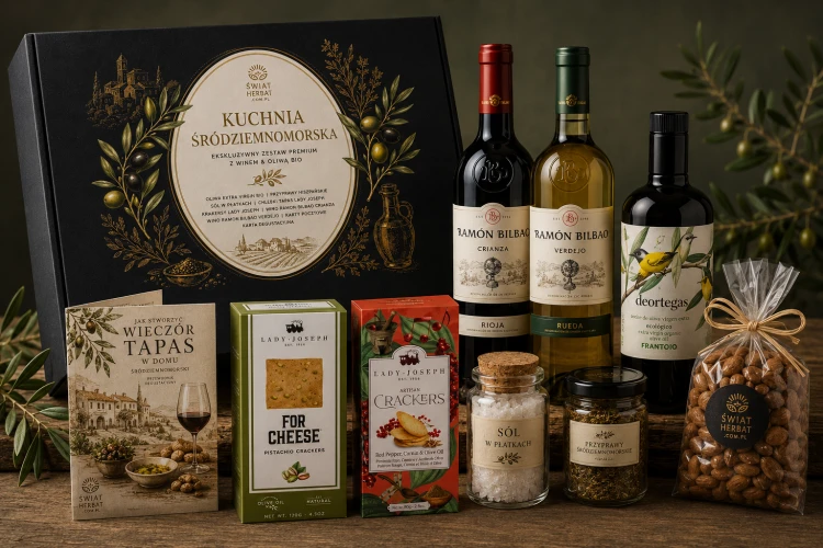 Hiszpański zestaw premium z winem Ramón Bilbao, oliwą Deortegas BIO i przekąskami tapas Lady Joseph