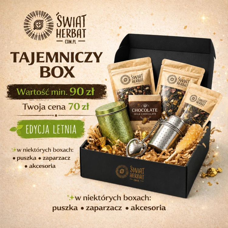 Tajemniczy Box Świat Herbat – zestaw herbat, słodyczy i akcesoriów herbacianych o wartości min. 90 zł