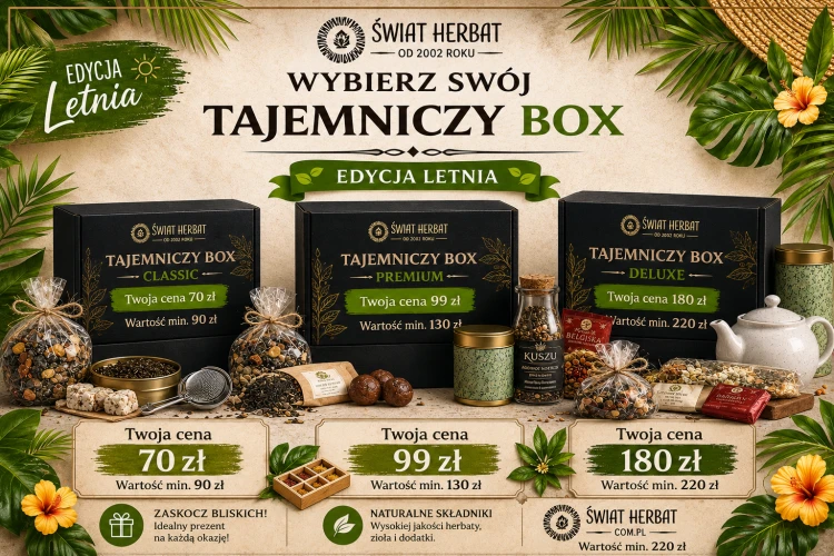 tajemniczy box herbata świat herbat zestawy niespodzianki herbata słodycze akcesoria dzbanek premium deluxe