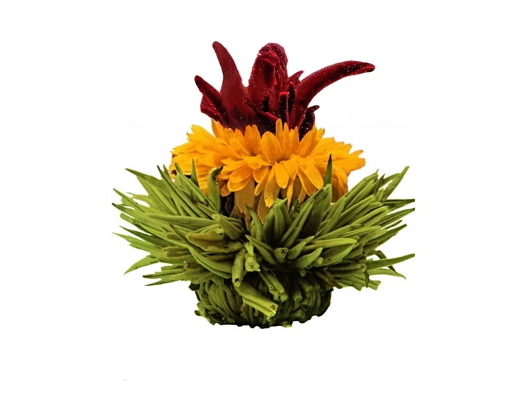 Kwitnąca zielona herbata Creano Mango z hibiskusem i nagietkiem o owocowym aromacie mango.