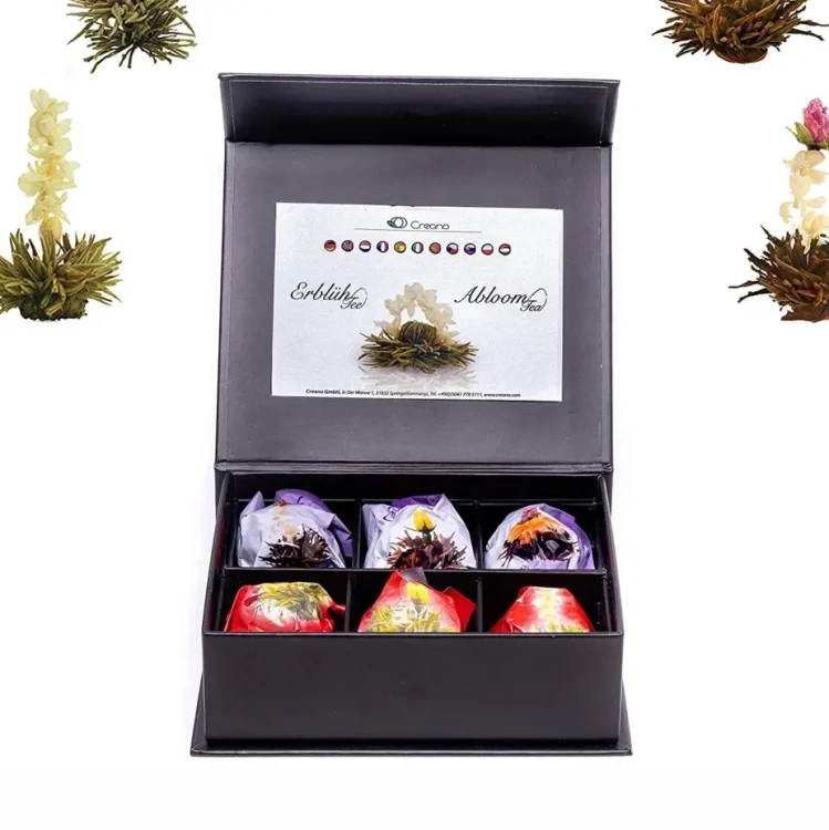 Creano Magnetic Box Black & White Tea – elegancki zestaw kwitnących herbat białych i czarnych w luksusowym pudełku magnetycznym.