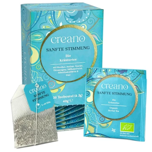 Creano Organic Gentle Mood BIO – ekologiczna herbatka ziołowa z rooibosem i melisą w 20 saszetkach.