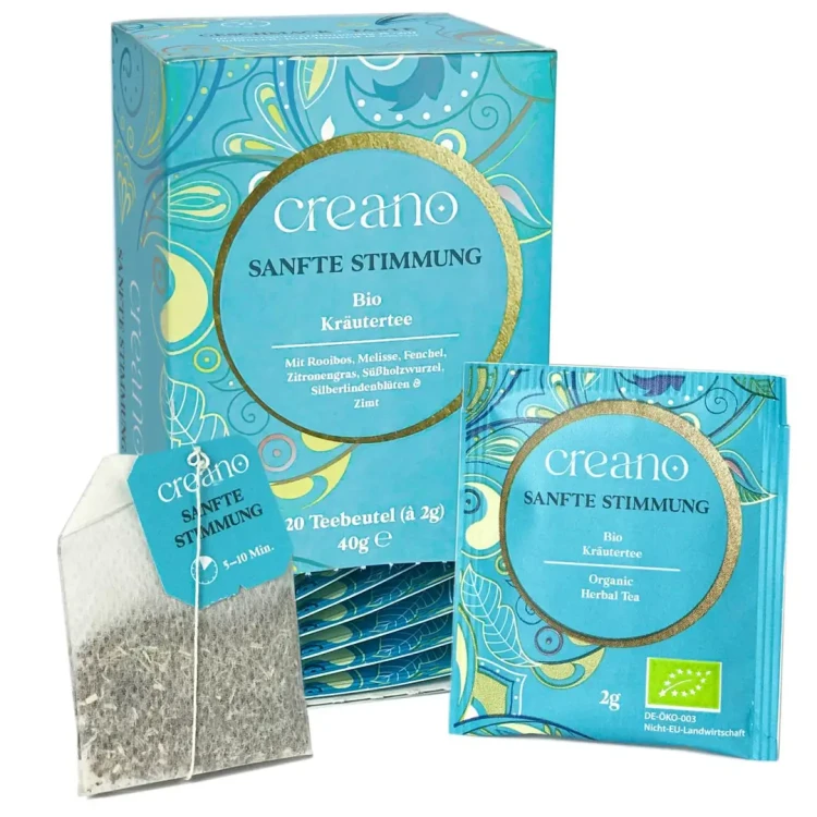 Creano Organic Gentle Mood BIO – ekologiczna herbatka ziołowa z rooibosem i melisą w 20 saszetkach.