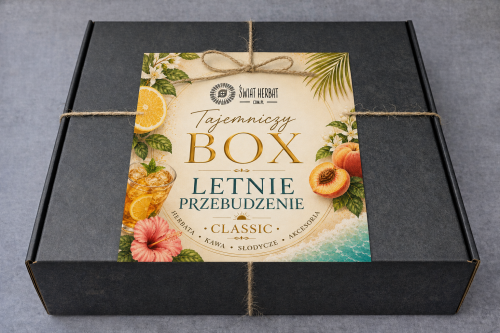 Tajemniczy Box Letnie Przebudzenie CLASSIC – zestaw prezentowy herbata kawa słodycze akcesoria