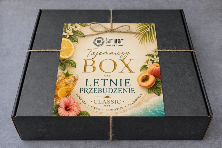 Tajemniczy Box Letnie Przebudzenie CLASSIC – zestaw prezentowy herbata kawa słodycze akcesoria