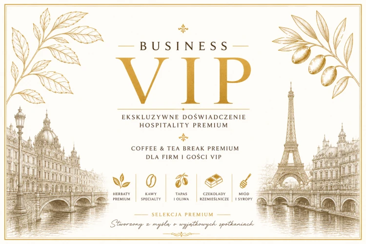 Business VIP – luksusowy zestaw hospitality premium z herbatą, kawą specialty, tapas i oliwą BIO Extra Virgin
