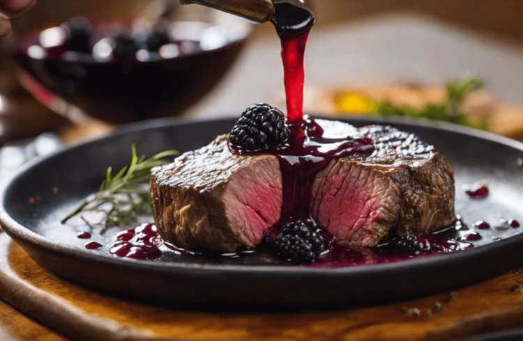 Czerwone mięsa i dziczyzna z kremem balsamicznym malinowym