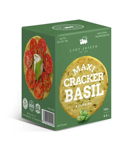 Maxi Cracker z bazylią i oliwą z oliwek Lady Joseph 150 g – hiszpańskie krakersy premium do tapas
