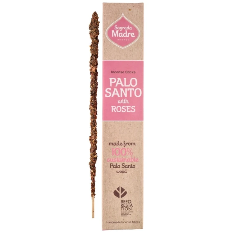 Kadzidło naturalne Palo Santo z różą Sagrada Madre – 8 szt.