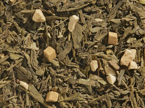 Hojicha Latte – deserowa mieszanka zielonej herbaty z dodatkiem Hojichy, kawałków śmietankowo-karmelowych i cynamonu