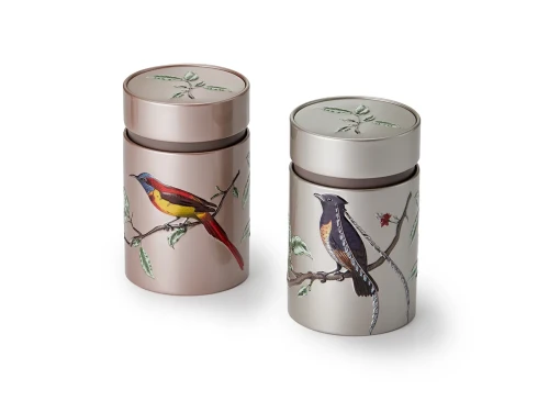 Metalowa puszka na herbatę BIRDS 150 g w dwóch wzorach z motywem ptaków