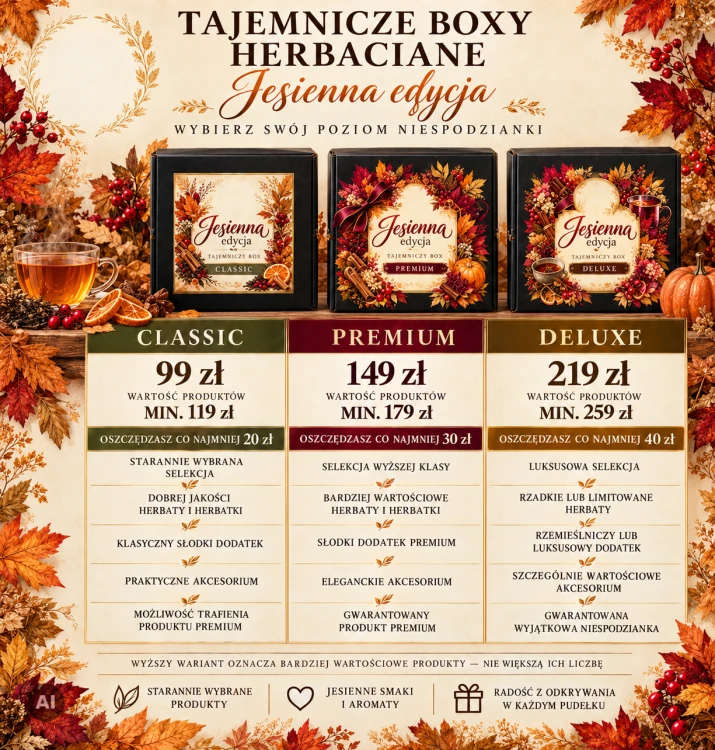 Porównanie Tajemniczych Boxów Herbacianych Classic, Premium i Deluxe – jesienna edycja