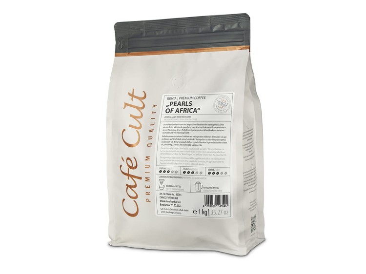 Kawa ziarnista Kenia Pearls of Africa Arabika Peaberry Cafe Cult w opakowaniu producenta 1 kg