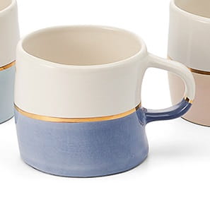 Kubek ceramiczny biało niebieski ze złoceniem