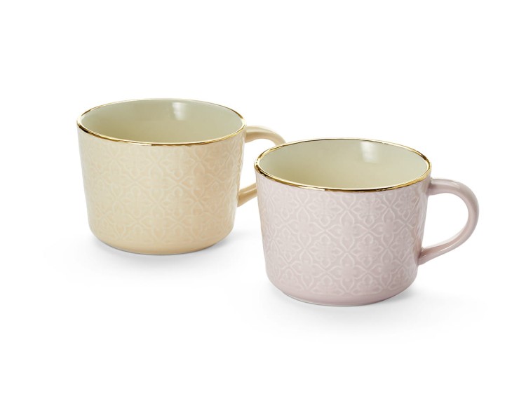 Kubek MAROU 0,25 l ceramika złote wykończenia H 7,5 cm Ø 9,5 cm - 2 wzory