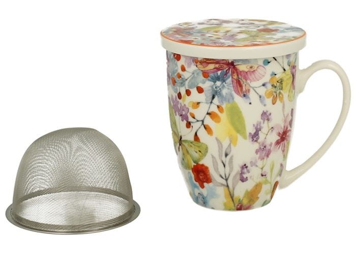 Porcelanowy kubek z zaparzaczem i pokrywką Cubic 320ml