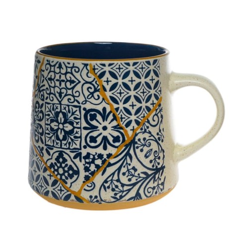 Kubek AMRANI wzór A ceramiczny kubek 300 ml niebiesko biały