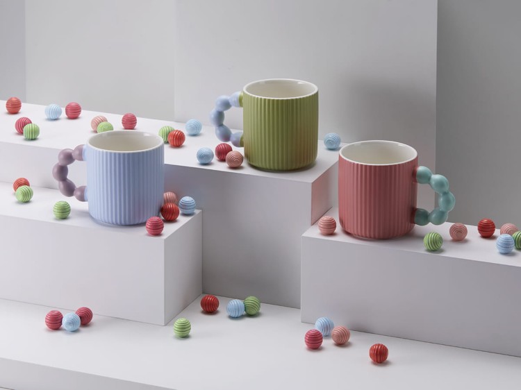 Kubek JOYA 0,3 l porcelana MAT relief 3 kolory