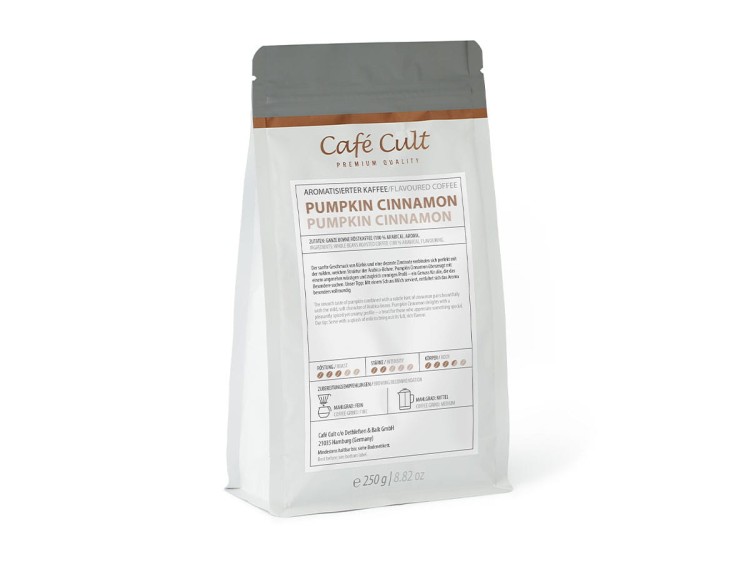 Kawa Café Cult Pumpkin Cinnamon 250 g – aromatyzowana Arabica o smaku dyni i cynamonu w oryginalnym opakowaniu producenta.