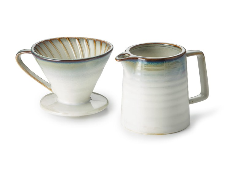 Porcelanowy zestaw do kawy NELIO pour-over – komplet do alternatywnego parzenia kawy, elegancka ceramika reaktywna